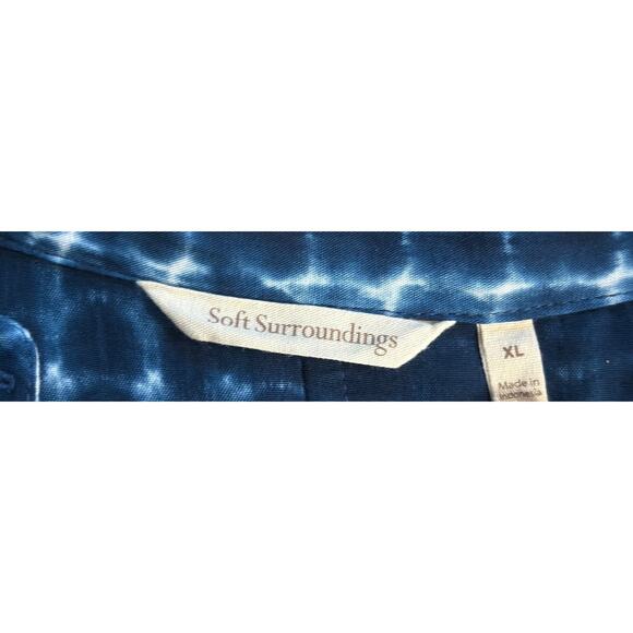 Soft Surroundings Tunic Size XL Blue Geometric Long Sleeve Tie Dye Artsy Casual - Picture 6 of 10